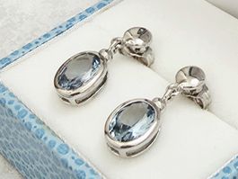 Silber 925 Aquamarin-Zirkonia Ohrringe (rhodiniert) - NEU