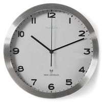 Funk-Wanduhr in schlichtem Design, Ø 30 cm, silber/weiss