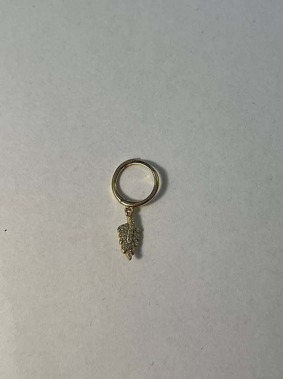 Boucles d'oreille: Einzelner Mini Hoop Blatt mit Steinen – D'occasion à Birsfelden par tam_t8t8