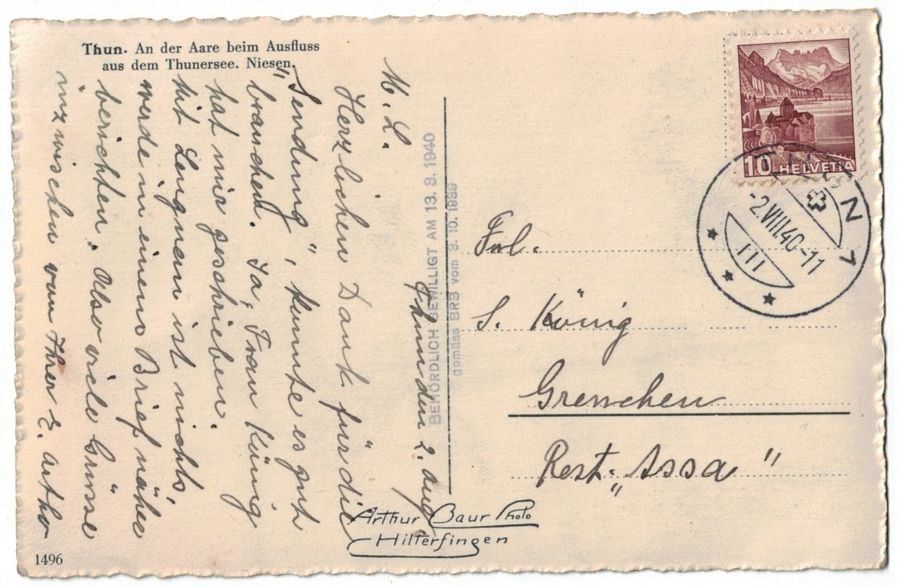 Cartoline postali: Thun, Aare beim Ausfluss aus Thunersee – Usato da Frauenfeld venduto da POML 1