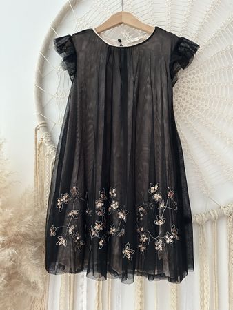 ZARA Festliches Mädchenkleid Gr. 128 mit Blumen🌸