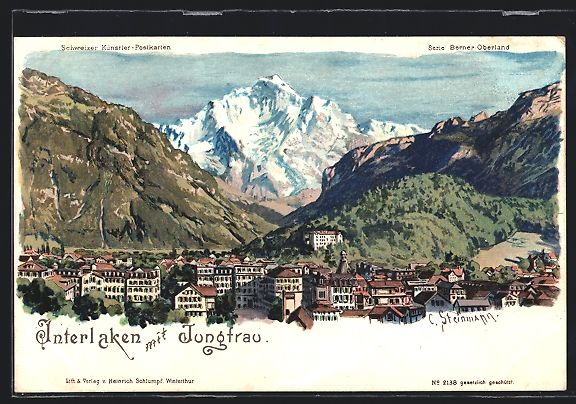 Cartes postales: C. Steinmann: Interlaken, Stadtansicht m – D'occasion à Berlin par bartko-reher