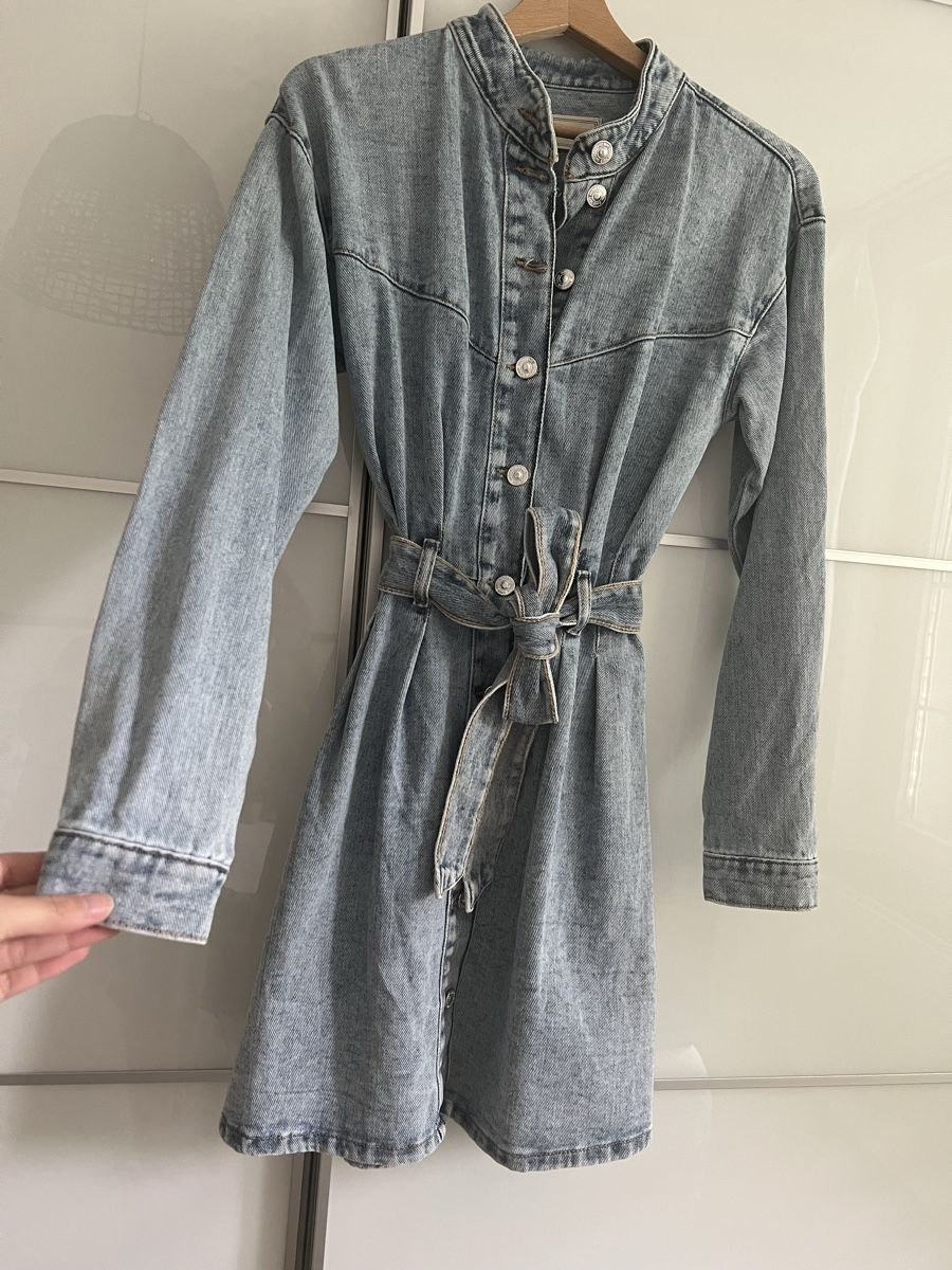 Kleider: Light Wash Denim Button Front Belted Dress Size M - Spring S – Neu (gemäss Beschreibung) aus Zürich von tra_wl8x 5