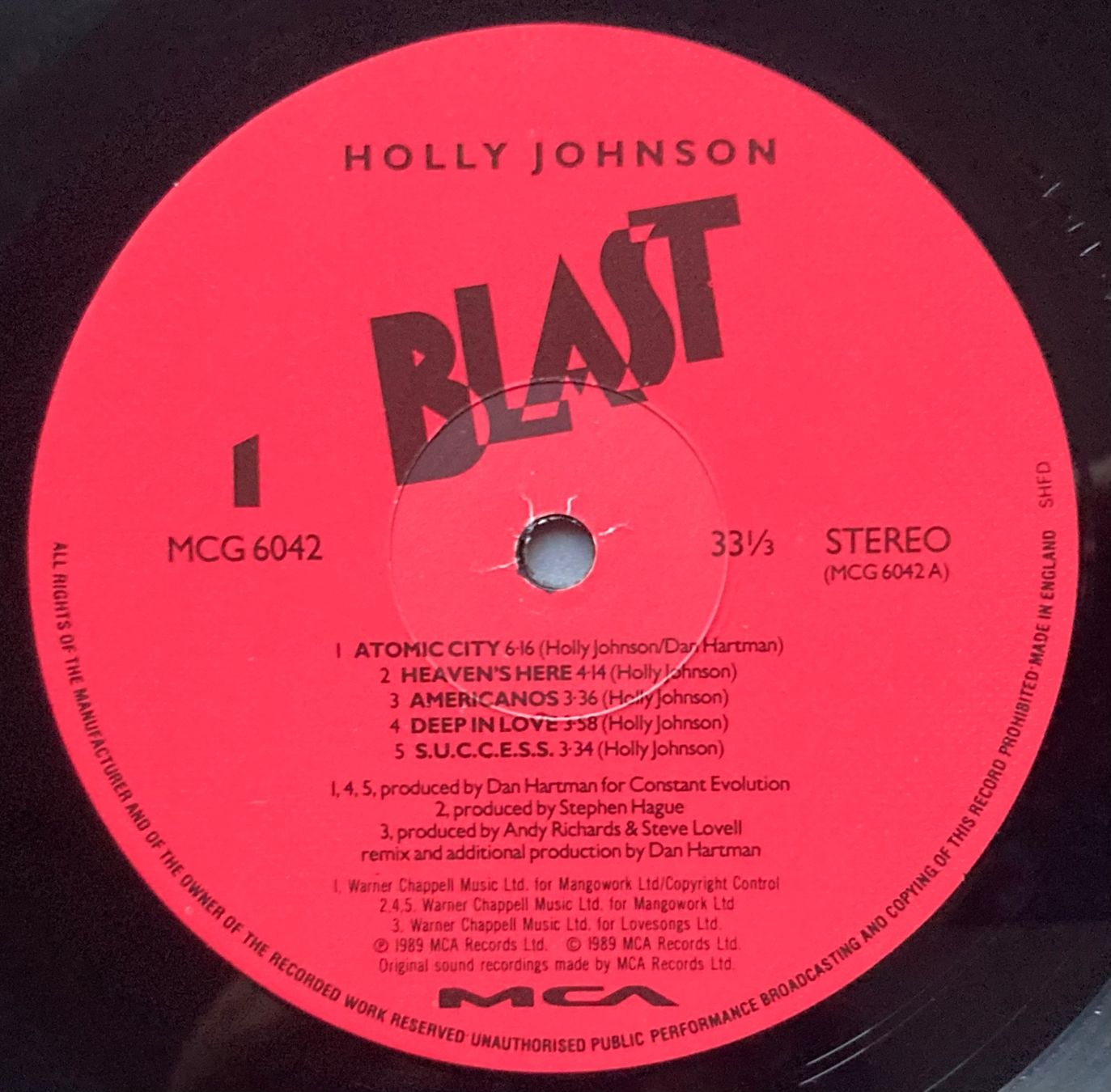 Dischi in vinile: HOLLY JOHSON - BLAST – Usato da Poliez-Pittet venduto da Newtown-Records 3