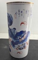 Antiker chinesischer Porzellan-Vase/Zylinder mit Foo-Hund-De