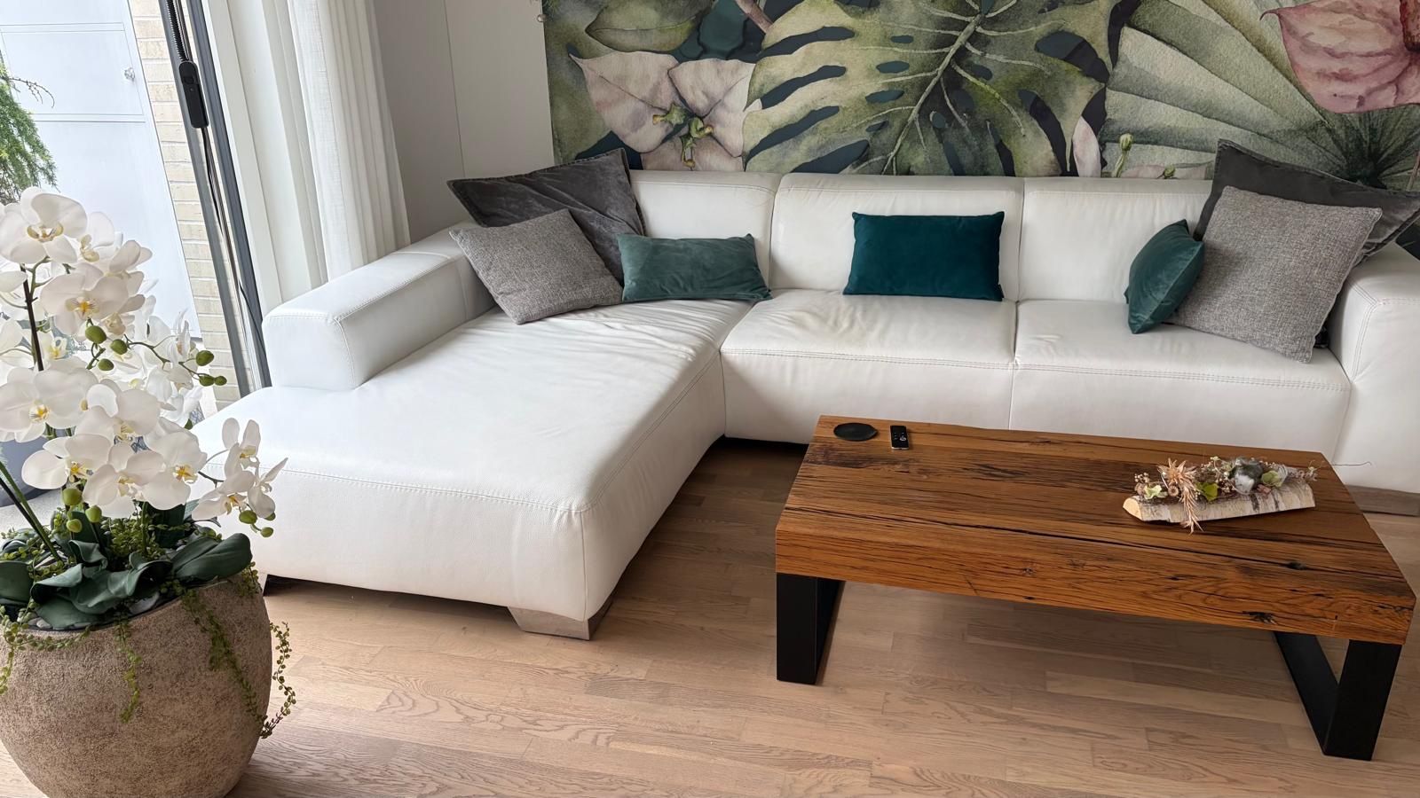 Divani: Ecksofa Leder weiss mit Kissen – Usato da Bremgarten venduto da Nuessli007 3