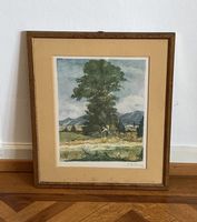 🎨 Lithographie Italienne Vintage – Arrigo Ghedini – Paysage