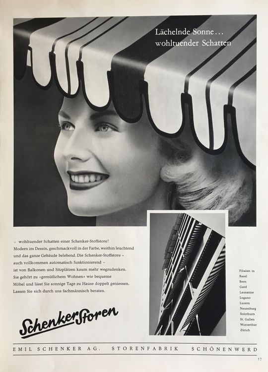 Grosse Vintage Reklame, Schenker Storen, Schönenwerd,1960 | Acheter sur ...