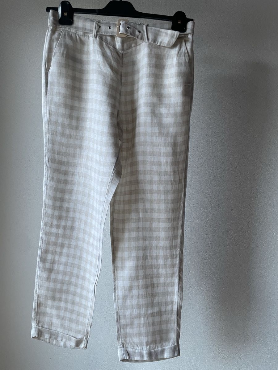 Mango Pantaloni: MANGO Karierte Leinenhose mit Gürtel Gr. M – Usato da St. Moritz venduto da hdj_dd7v