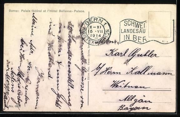 Cartoline postali: Bern, Bundespalast mit Bellevue Palace – Usato da Berlin venduto da bartko-reher 1