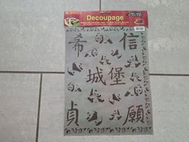 Decoupage 2 Bögen, Asiatische Motive, Panda, Neu, Basteln