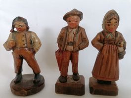 3 kleine Brienzerfiguren / Frau, Mann und Älpler