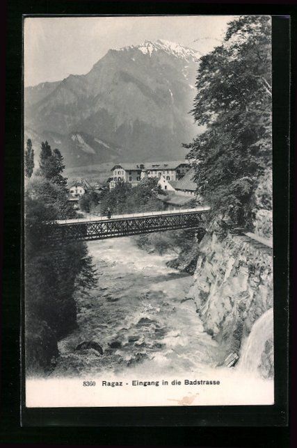Cartoline postali: AK Ragaz, Eingang in die Badstrasse – Usato da Berlin venduto da bartko-reher