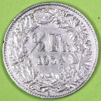 1934 / FR. 0.50 - MÜNZE, natürlich noch in SILBER !