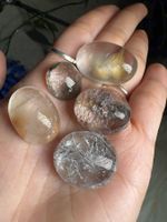 Rutil- und Gartenquarz-Cabochons – Set aus 5