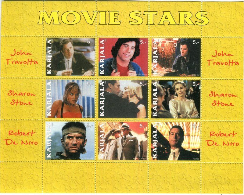 Alle Briefmarken: Block "Robert De Niro, Sharon Stone, John Travolta" Karelien – Neu und originalverpackt aus Basel von Butsch5
