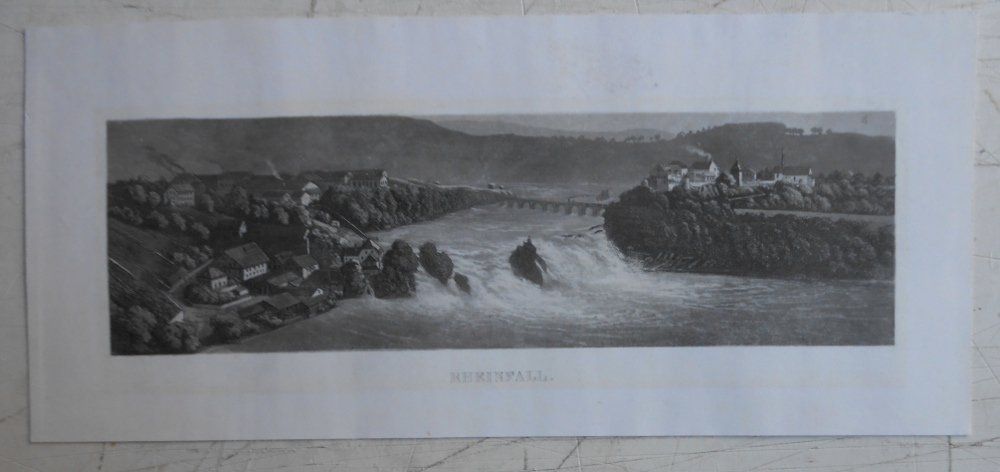 Incisioni: Rheinfall. Kleinformatige Panoramaansicht von 1870. – Usato da Basel venduto da Domba