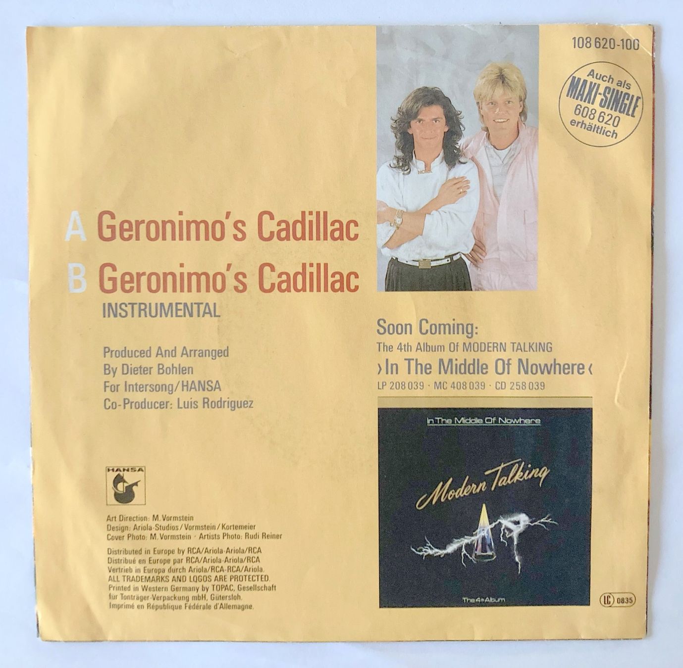 Schallplatten: MODERN TALKING - GERONIMO'S CADILLAC – Gebraucht aus Bottens von hotter-than-hell 1