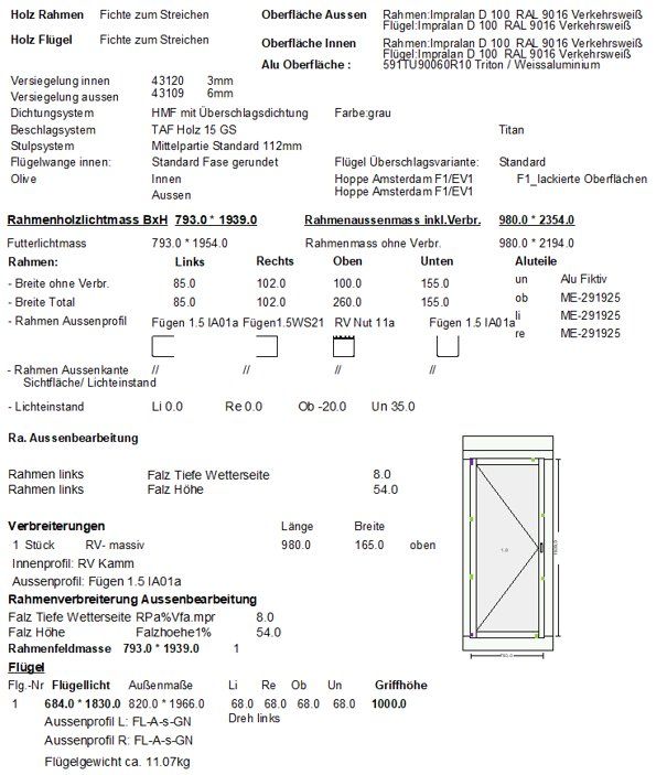 Türen: Balkontüre Holz-Metall – Neu (gemäss Beschreibung) aus Emmenmatt von GLB-Fenster 2