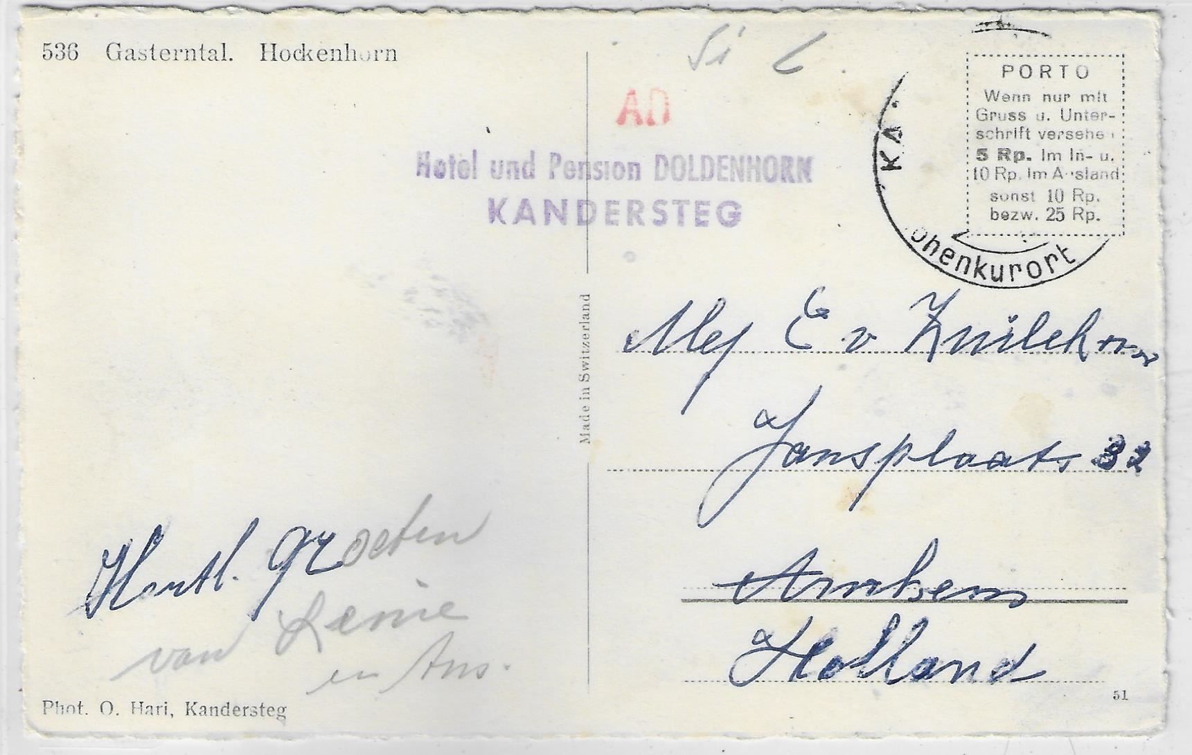 Cartoline postali: Gasterntal mit Hockenhorn – Usato da Ettingen venduto da Kartenplanet 1