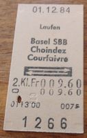 Billette Schweiz Laufen Basel Courfaivre Retour 2. Kl. 1266