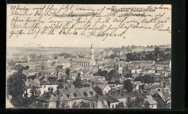 Cartoline postali: Markneukirchen, Zeppelin Sachsen über d – Usato da Berlin venduto da bartko-reher