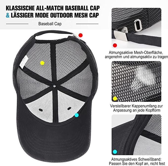 Copricapi, berretti & cappellini: Basecap schwarz Trucker Cap Schwarz Hut Kappe Sonnenschutz – Nuovo e nell'imballaggio originale da Hundwil venduto da Stallone5 3