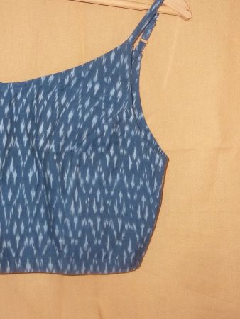 blouse bleu crop top XS coton neuf femme