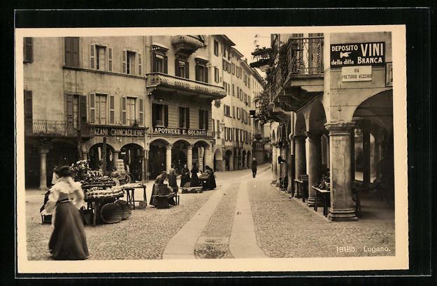 Cartoline postali: AK Lugano, Via Pretorio Ecchio – Usato da Berlin venduto da bartko-reher