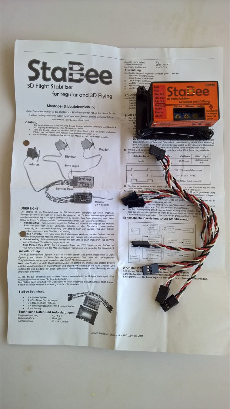 Modellismo RC: StaBee - 3D-Flugstabilisator – Usato da Aesch BL venduto da SPORT-RC-Model2020 1
