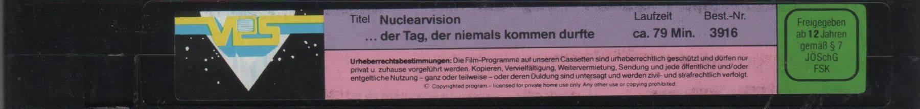 Toutes les VHS: Nuclearvision (BRD 1982) VPS Video VHS 3916 – D'occasion à Remetschwil par Hofiii 3