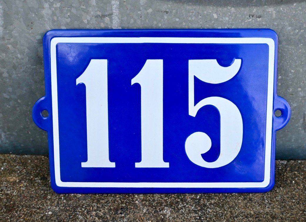 Insegne: Emailschild Hausnummer 115 emaille – Usato da Pfaffhausen venduto da mono_rec 1