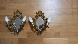 2 antike Jugendstilwandlampen mit Spiegel