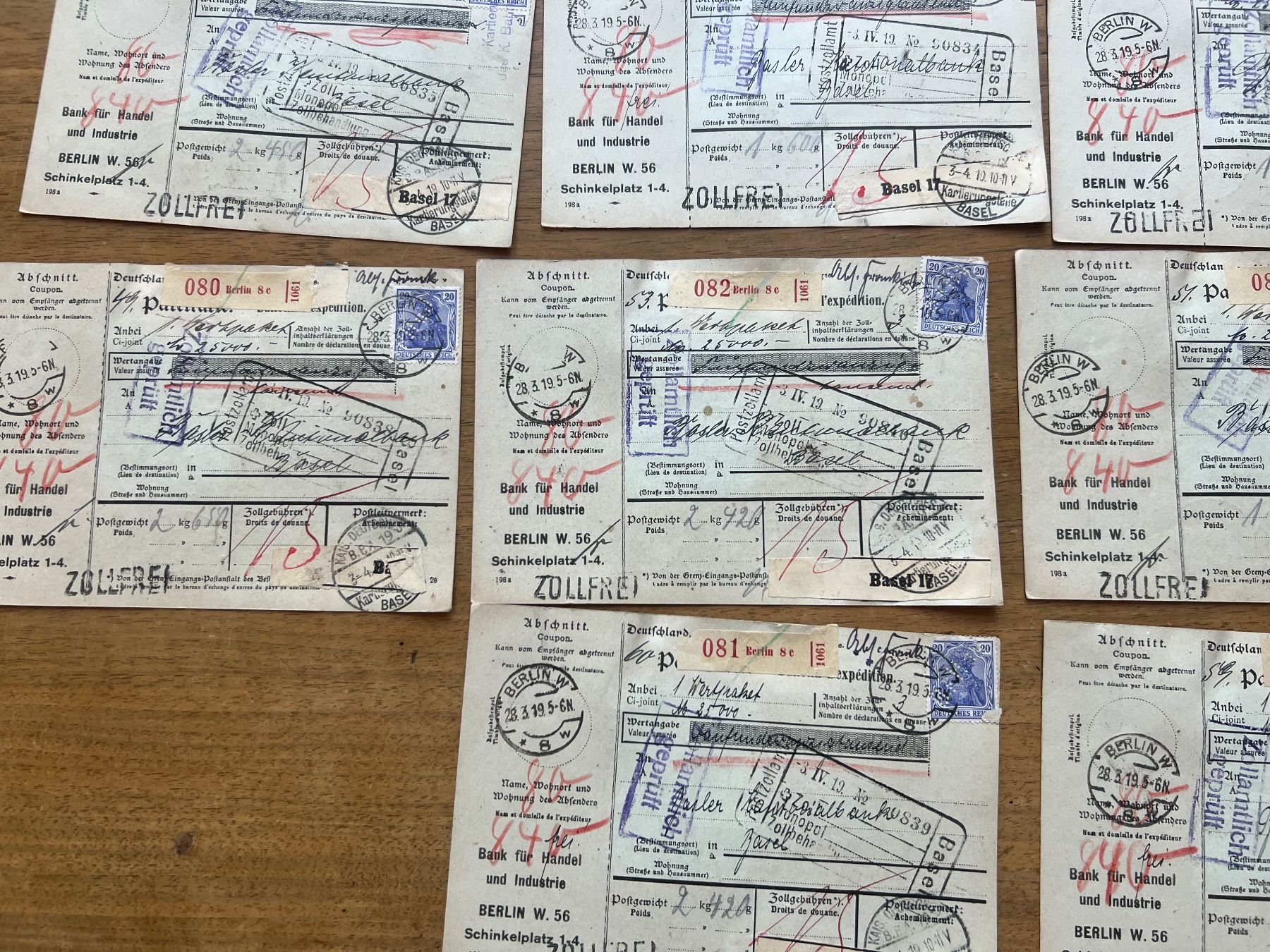Tutti i francobolli: 9 Postwertzeichen Abschnitte Berlin Basel 1956 gestempelt203 – Usato da Glattfelden venduto da maa_qcj8 4