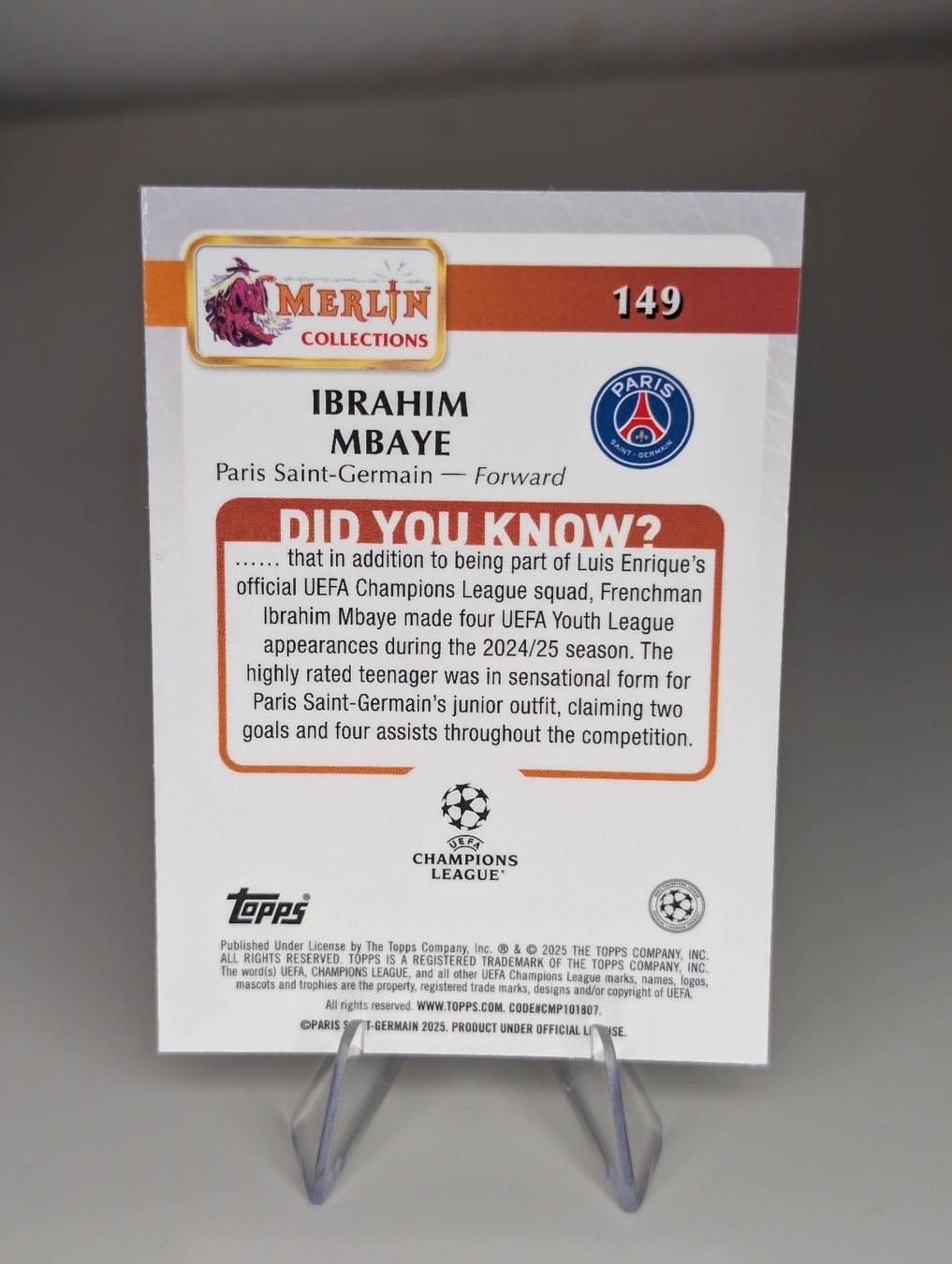 Topps Carte collezionabili: Ibrahim Mbaye RC PSG Topps Merlin – Nuovo (secondo la descrizione) da Hunzenschwil venduto da BRPCards 1