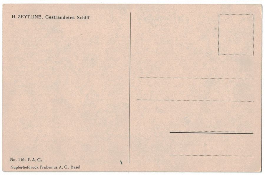 Cartoline postali: Kunst-AK, H. Zeytline, Gestrandetes Schiff – Usato da Frauenfeld venduto da POML 1