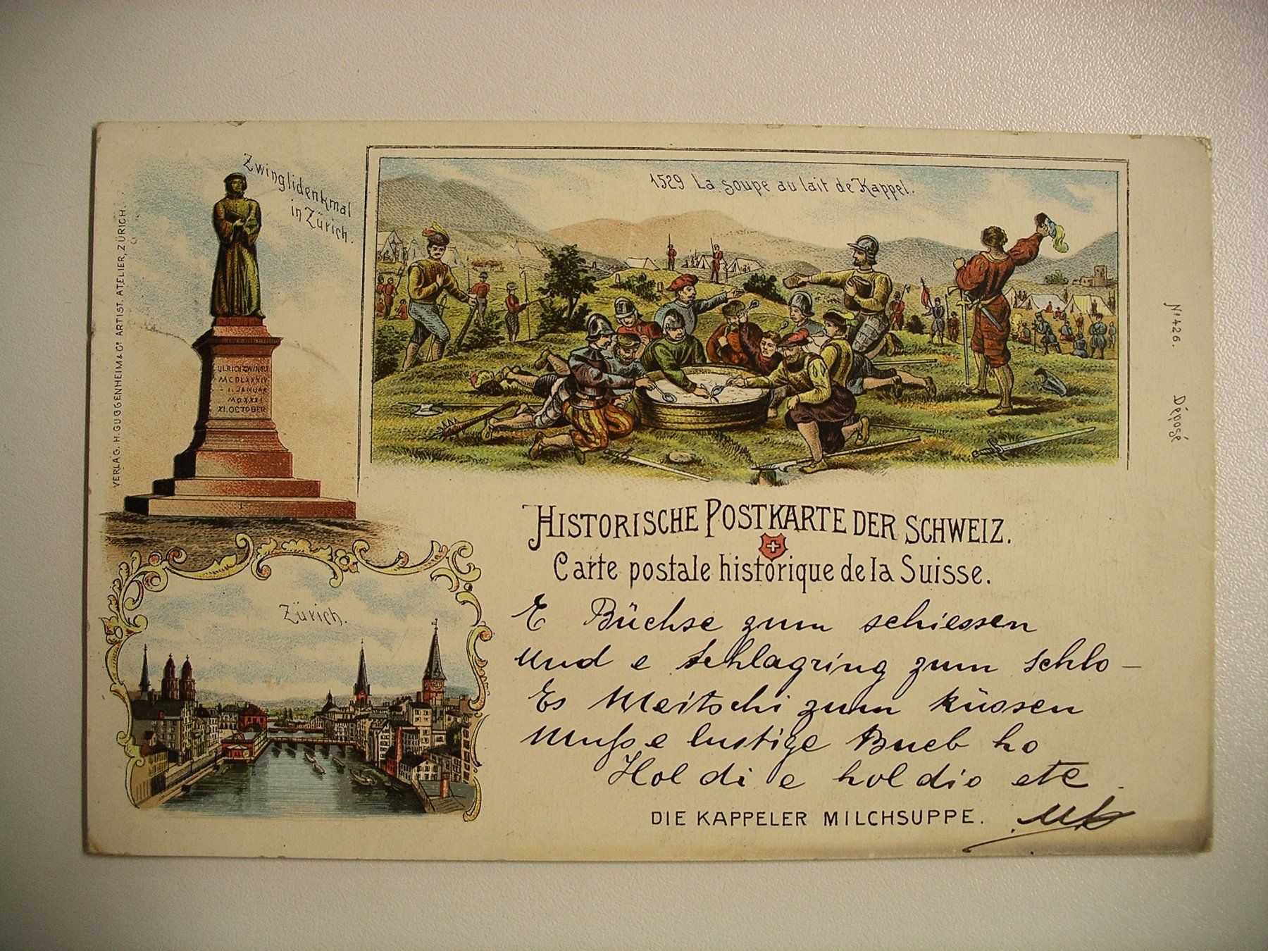 Cartoline postali: farbige LithoAK  CHAPPELER MILCHSUPPE – Usato da Oberhofen am Thunersee venduto da luuping99