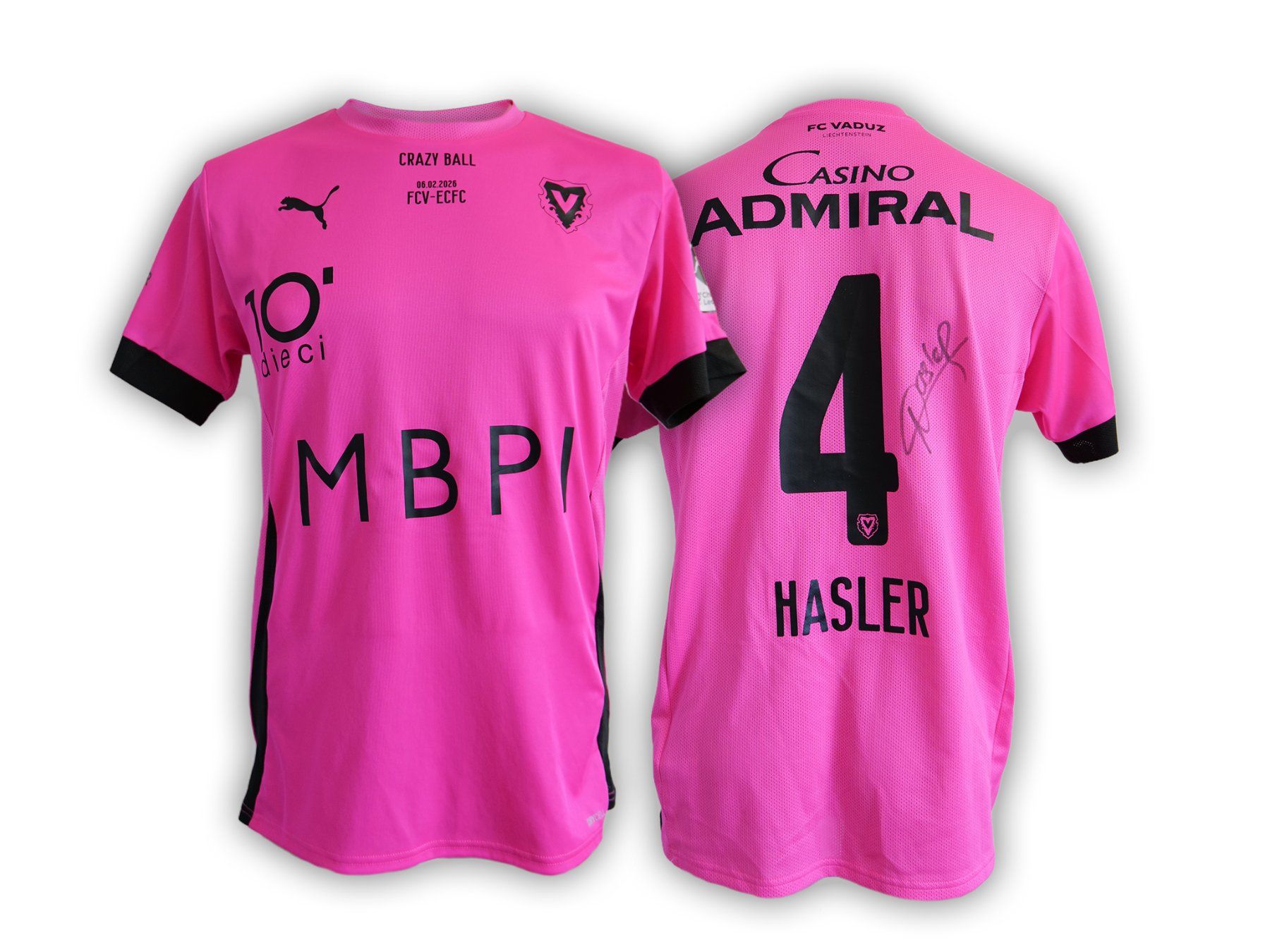 Puma Leibchen & Hosen: FC Vaduz Matchworn Sondertrikot "4-HASLER" – Gebraucht aus Vaduz von fcvaduz1932