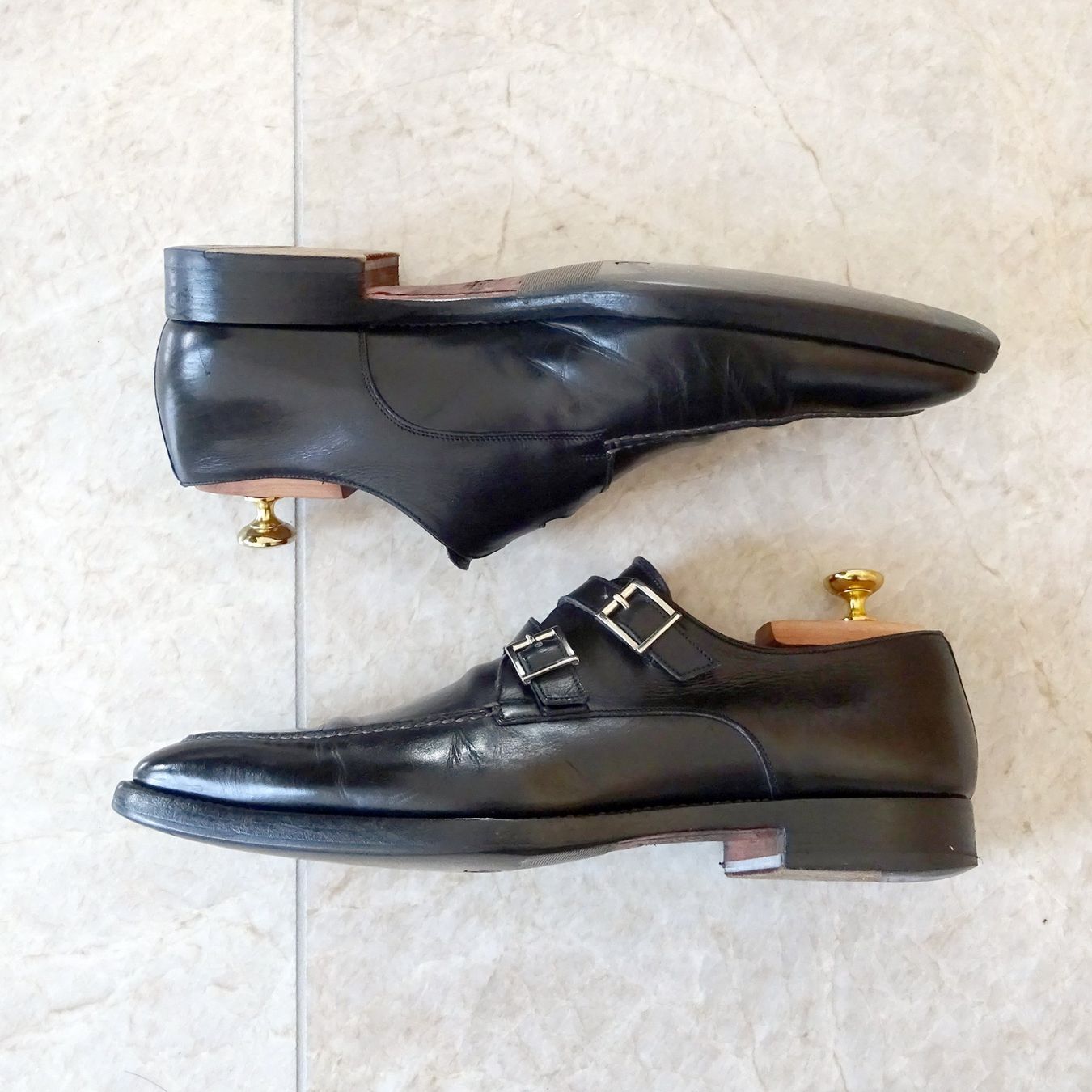 Santoni Scarpe da uomo: Santoni Double Monk Leder Schuhe Schwarz Gr. 41/41.5 – Usato da Zürich venduto da Gk2002 2