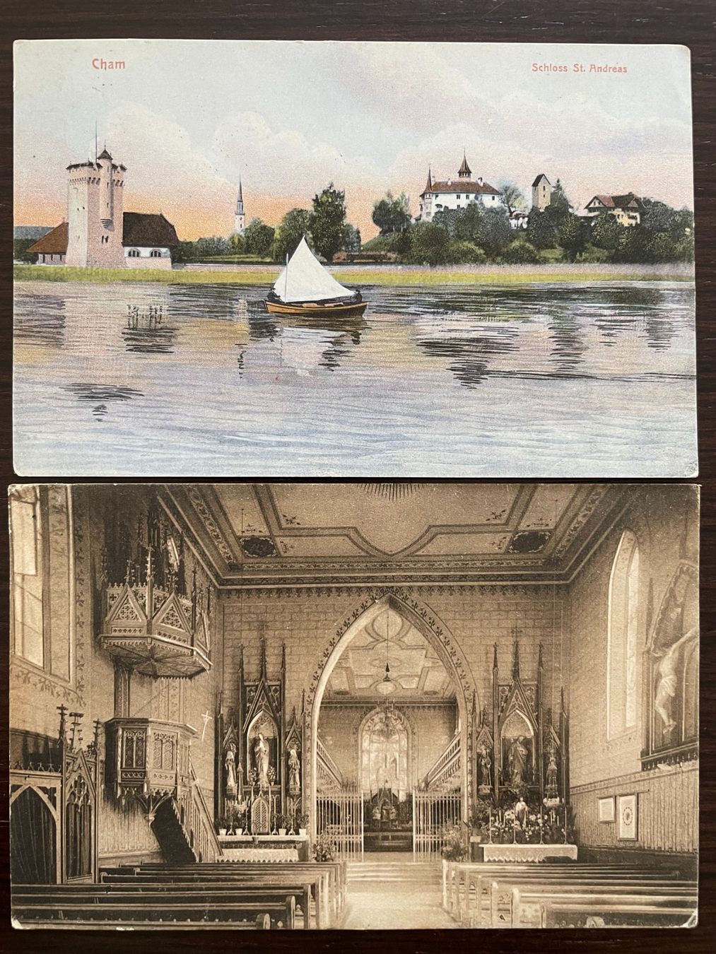 Cartoline postali: CHAM Rathaus, Kirche, Schloss, Heiligkreuz, 8 Ansichtskarten – Usato da Wald ZH venduto da TLILEF 3
