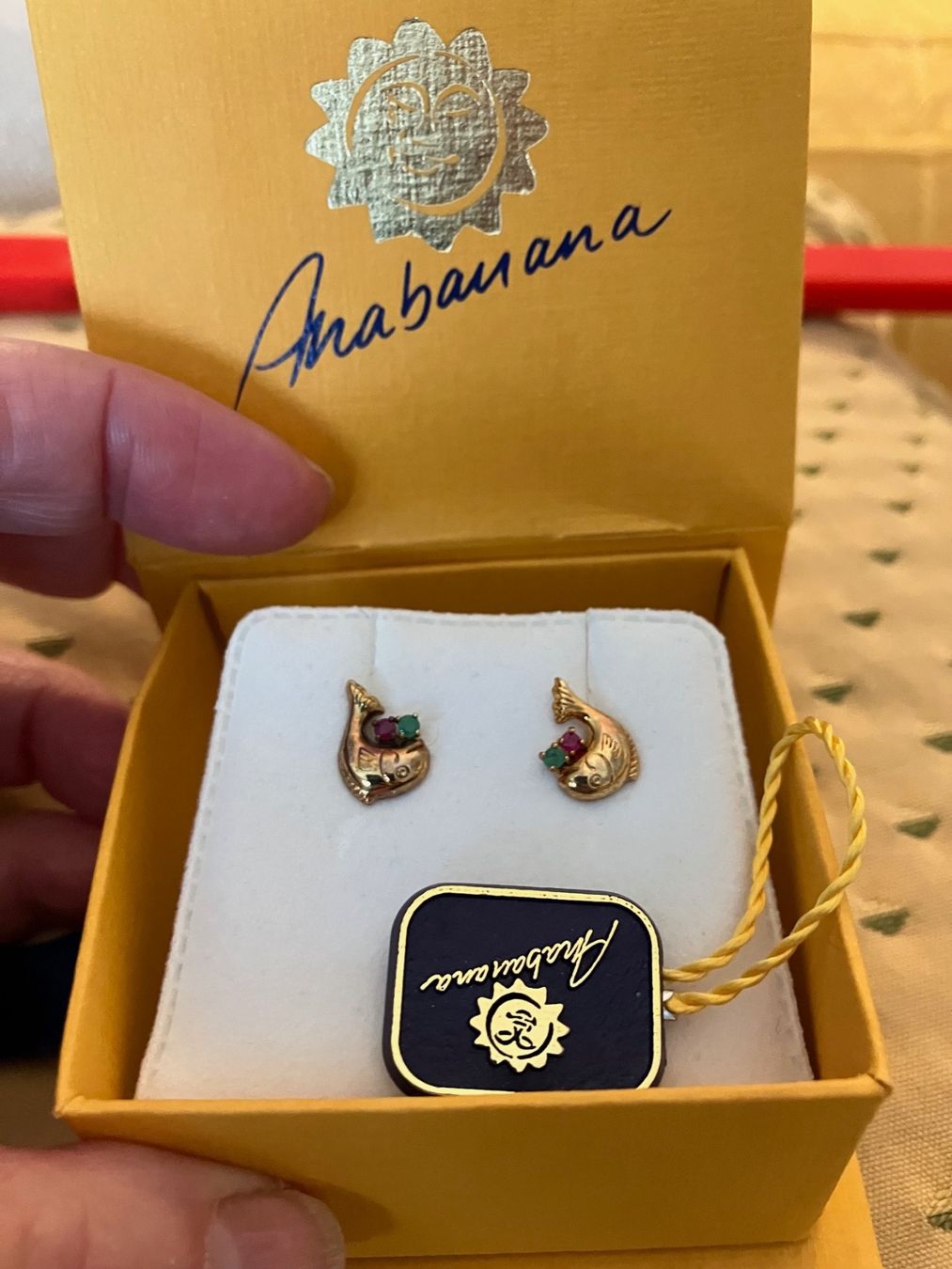 Orecchini pendenti & Orecchini a lobo: Ohrringe 14K Gold / Rubin & Smaragd – Nuovo e nell'imballaggio originale da Triesen venduto da hor_6kx9 2