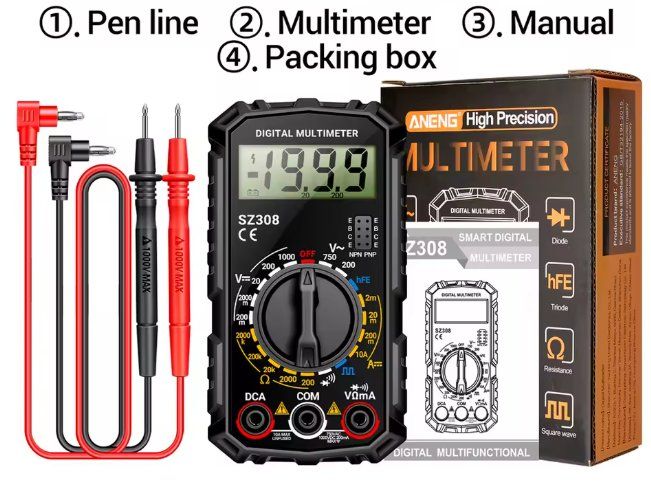 Misurare: ANENG SZ308 Digitales Multimeter AC/DC Voltmeter Widerstand – Nuovo e nell'imballaggio originale da Illnau venduto da diy-shop
