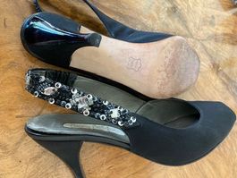 Pumps hinten und vorne offen mit Pailetten 7 cm Absatz
