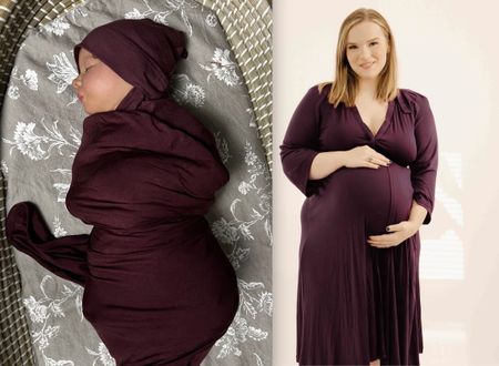 Labor gown and baby swaddle set