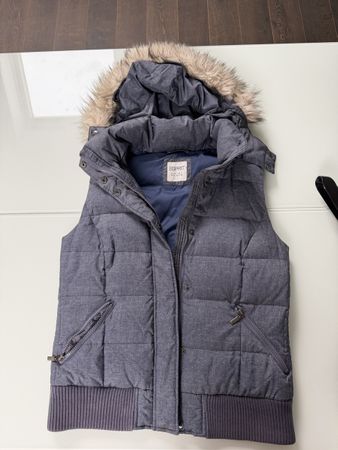 Esprit Damen Winter Weste mit Kapuze, Grau, Grösse 38