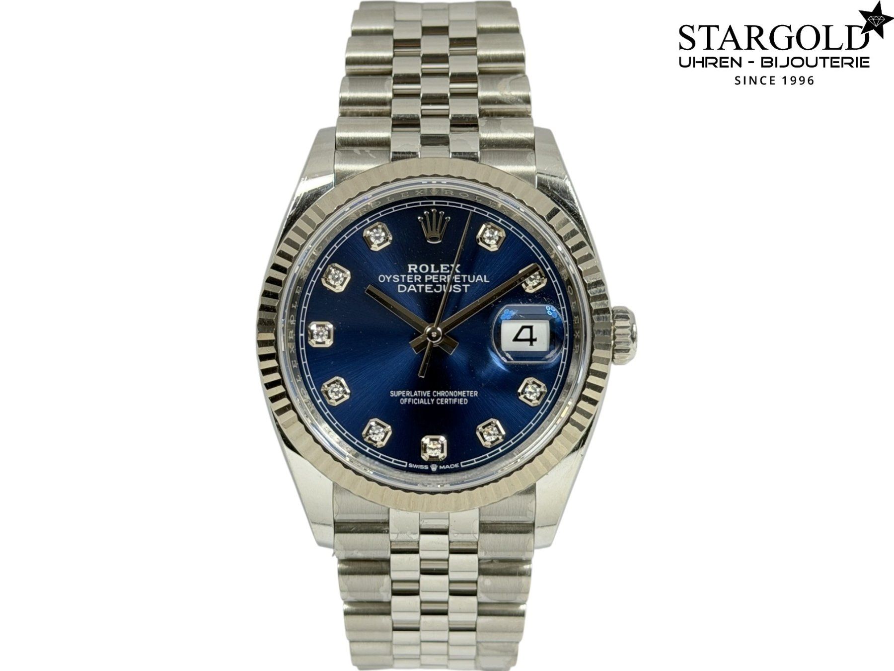 Rolex Orologi: Rolex Datejust 36 Blau mit Diamanten - 126234 – Nuovo e nell'imballaggio originale da Zürich venduto da Stargold-Uhren