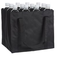 Flaschentasche, 12 Fächer, 0.75 l Flaschen, Schwarz