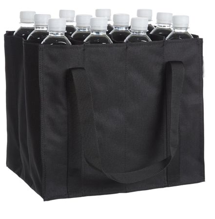 Flaschentasche, 12 Fächer, 0.75 l Flaschen, Schwarz