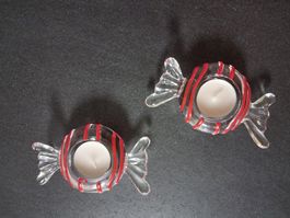 2 X TEELICHTHALTER GLAS IN TÄFELI FORM