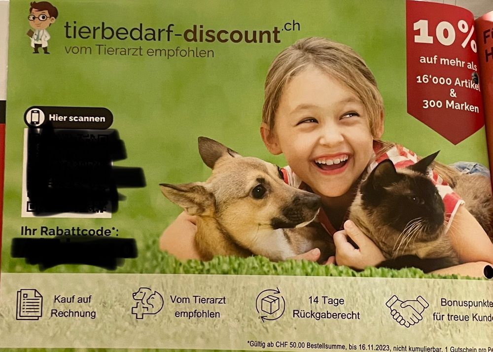 Gutscheincode 10 tierbedarfdiscount.ch, nur 1.50 Fr Sofort Kaufen